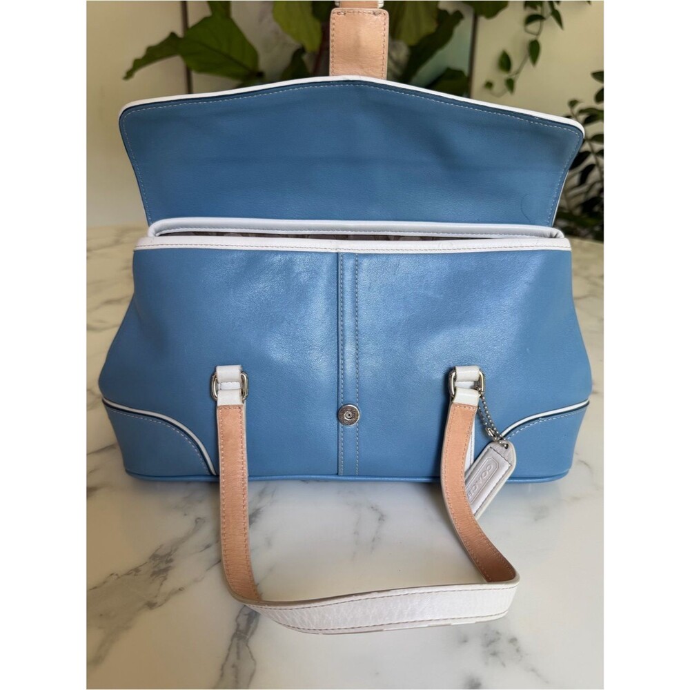 Coach Vintage Y2K Hamptons Leather Satchel Pool Blue … - Gem